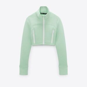 Zara cropped light weight green jacket